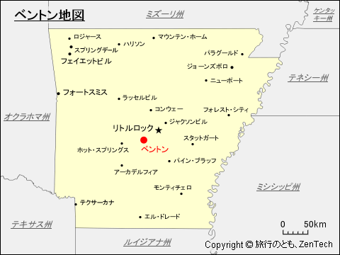 アーカンソー州におけるベントン地図