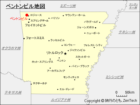 アーカンソー州におけるベントンビル地図