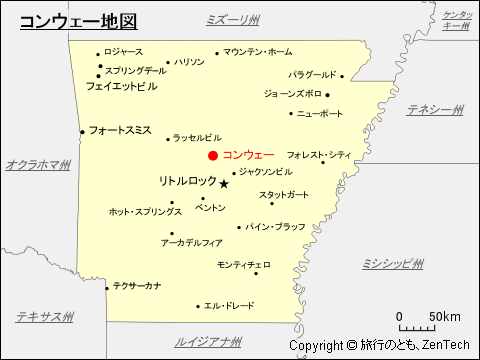 アーカンソー州におけるコンウェー地図