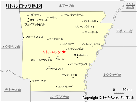 アーカンソー州におけるリトルロック地図