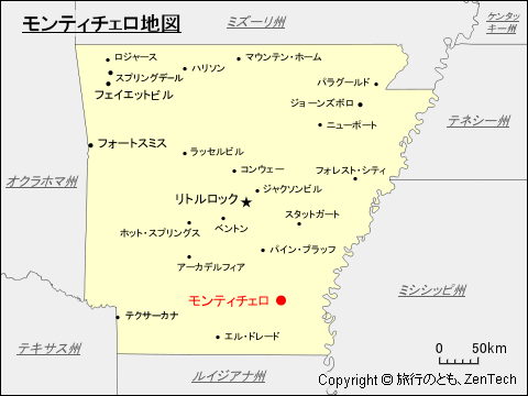 アーカンソー州モンティチェロ地図