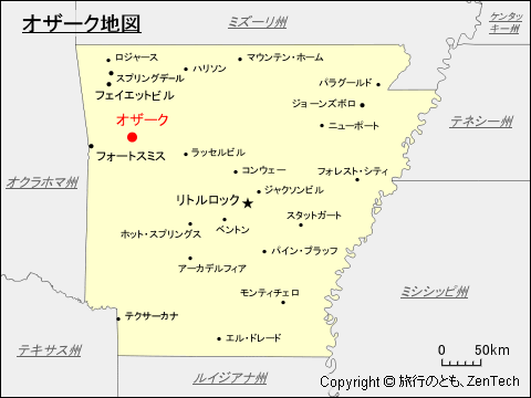 アーカンソー州オザーク地図