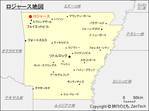 アーカンソー州におけるロジャース地図