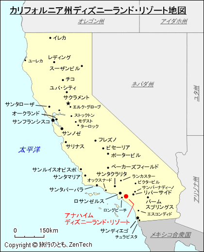 カリフォルニア州ディズニーランド・リゾート地図