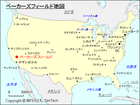 ベーカーズフィールド地図