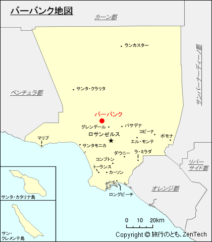 ロサンゼルス郡バーバンク地図