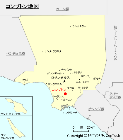 ロサンゼルス郡コンプトン地図