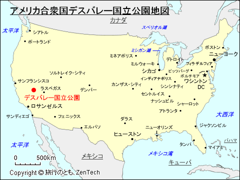 デスバレー国立公園地図