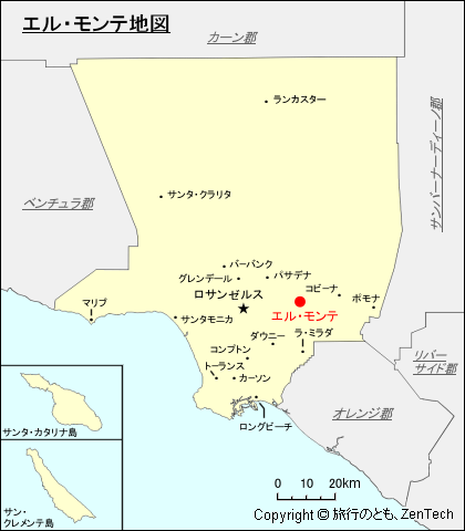 ロサンゼルス郡エルモンテ地図