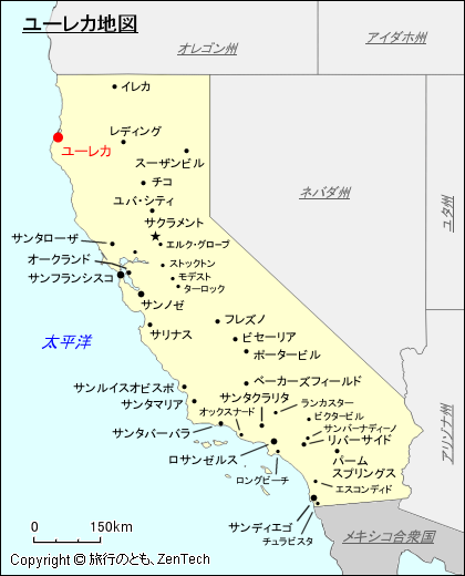 カリフォルニア州ユーレカ地図