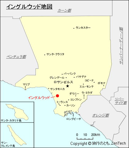 ロサンゼルス郡イングルウッド地図