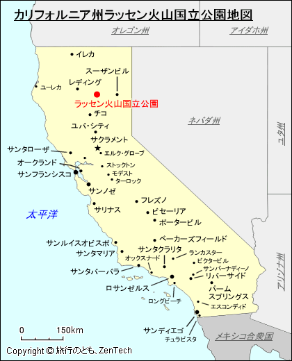 ラッセン火山国立公園地図
