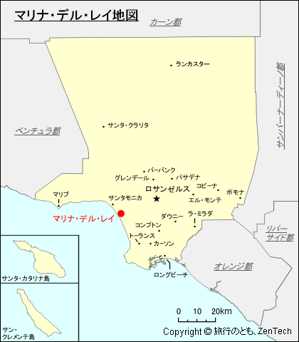 ロサンゼルス郡マリナ・デル・レイ地図