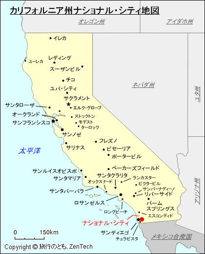 カリフォルニア州ナショナル・シティ地図