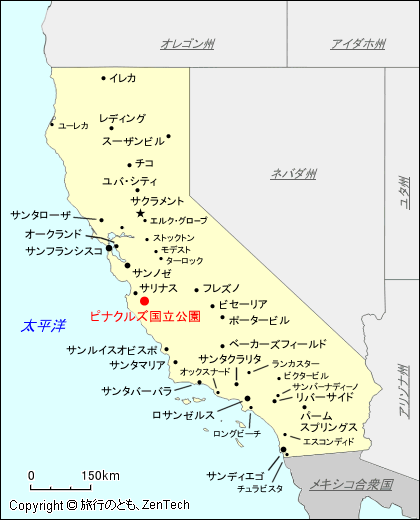 ピナクルズ国立公園地図