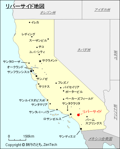 カリフォルニア州リバーサイド地図