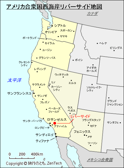 アメリカ合衆国西海岸リバーサイド地図