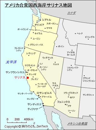 アメリカ合衆国西海岸サリナス地図