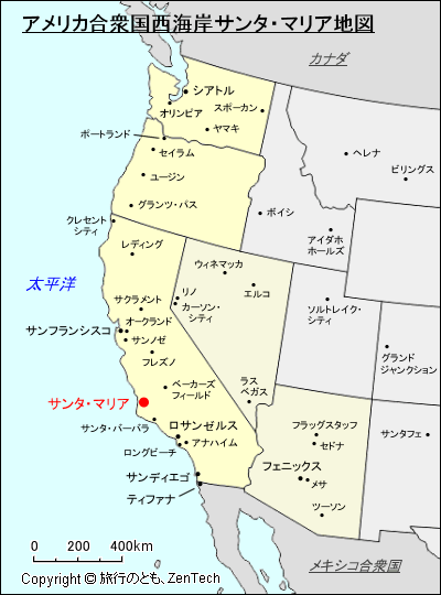 アメリカ合衆国西海岸サンタ・マリア地図