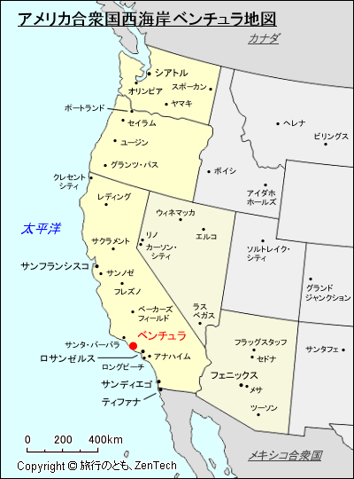 アメリカ合衆国西海岸ベンチュラ地図