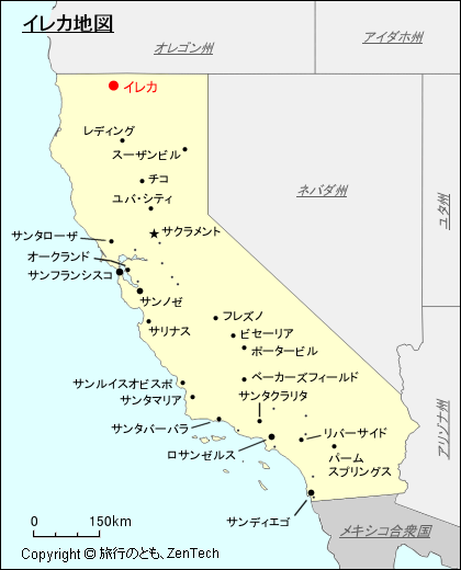 カリフォルニア州イレカ地図