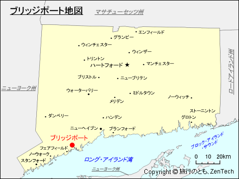 コネチカット州ブリッジポート地図