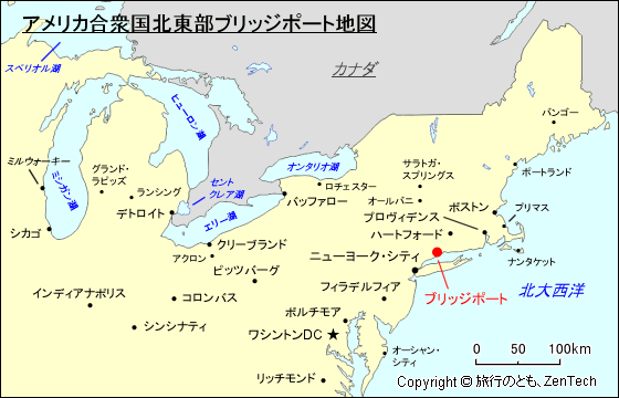 アメリカ合衆国北東部ブリッジポート地図