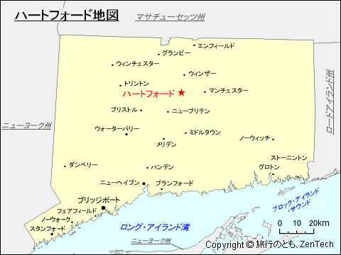 コネチカット州ハートフォード地図