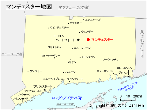 アメリカ合衆国 マンチェスター地図 コネチカット州 旅行のとも Zentech