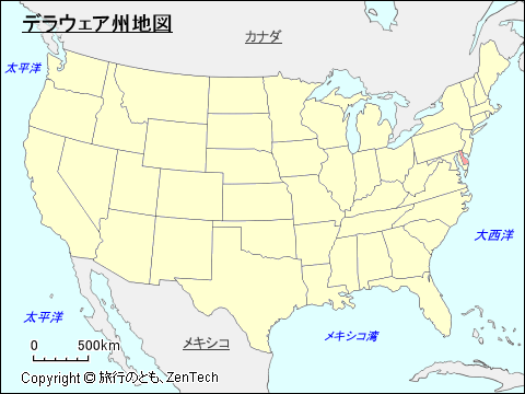 アメリカ合衆国デラウェア州地図