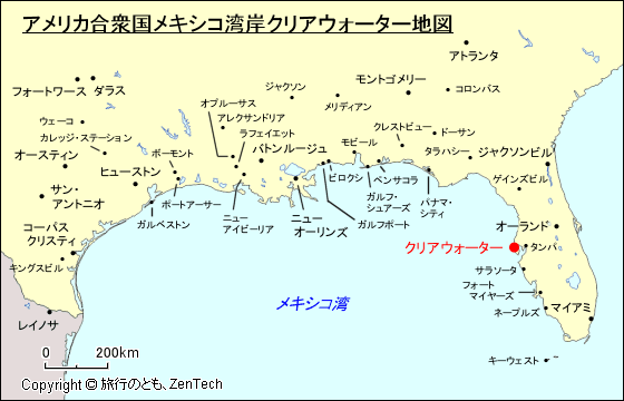 アメリカ合衆国メキシコ湾岸クリアウォーター地図