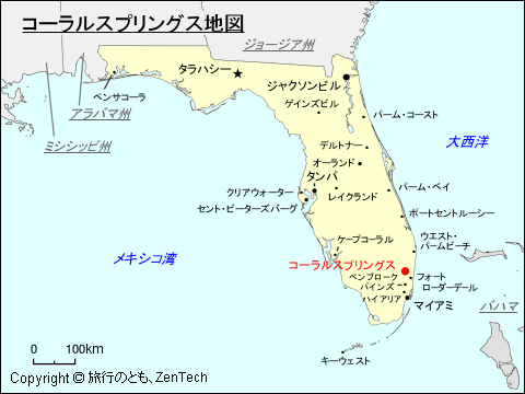 フロリダ州コーラルスプリングス地図