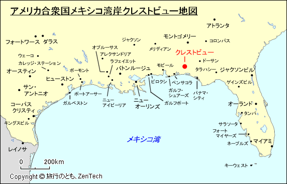 アメリカ合衆国メキシコ湾岸クレストビュー地図