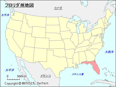 フロリダ州地図 旅行のとも Zentech