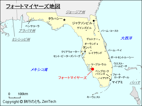 フロリダ州フォートマイヤーズ地図