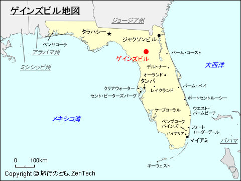フロリダ州ゲインズビル地図