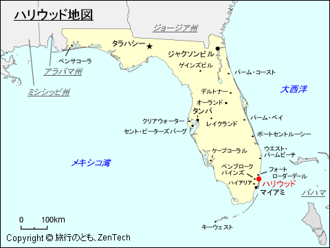 フロリダ州ハリウッド地図