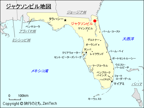 フロリダ州ジャクソンビル地図