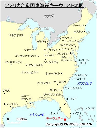 アメリカ合衆国東海岸キーウェスト地図
