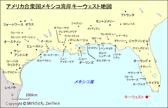 アメリカ合衆国メキシコ湾岸キーウェスト地図