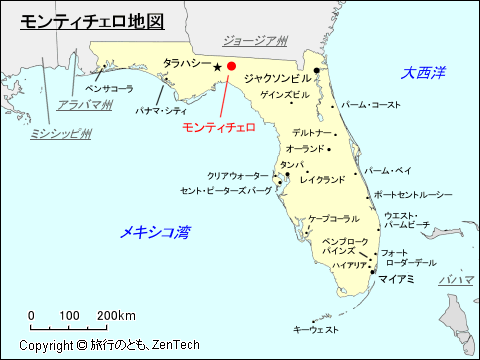 フロリダ州モンティチェロ地図