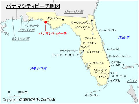 フロリダ州パナマシティビーチ地図