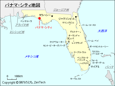 フロリダ州パナマ・シティ地図