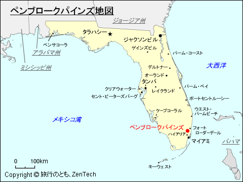 フロリダ州ペンブロークパインズ地図