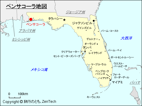 フロリダ州ペンサコーラ地図