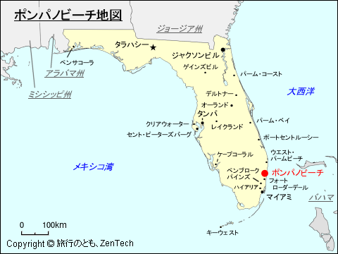 ポンパノビーチ地図