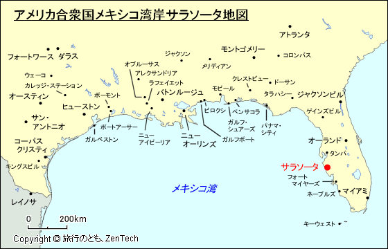 アメリカ合衆国メキシコ湾岸サラソータ地図