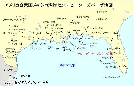 アメリカ合衆国メキシコ湾岸セント・ピーターズバーグ地図