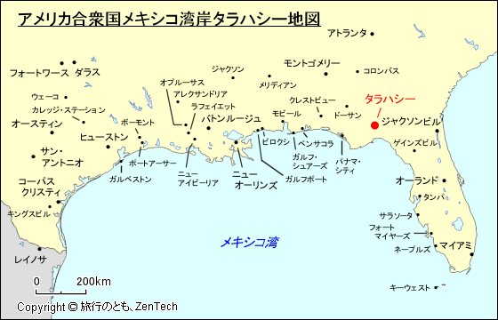 アメリカ合衆国メキシコ湾岸タラハシー地図