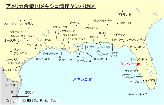 アメリカ合衆国メキシコ湾岸タンパ地図